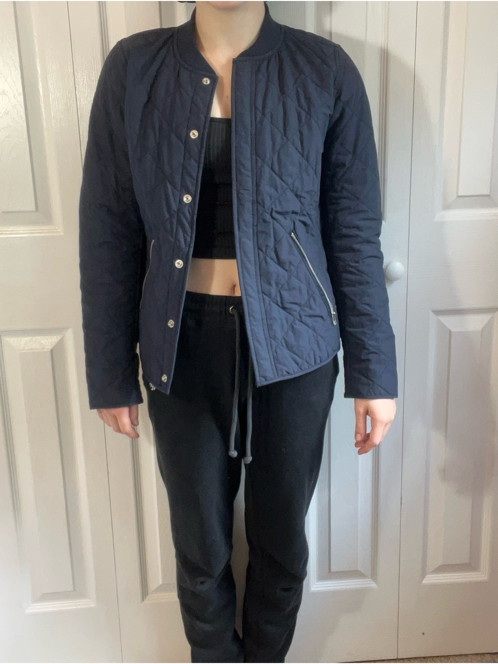 GAP Navy Quilted Bomber Jacket